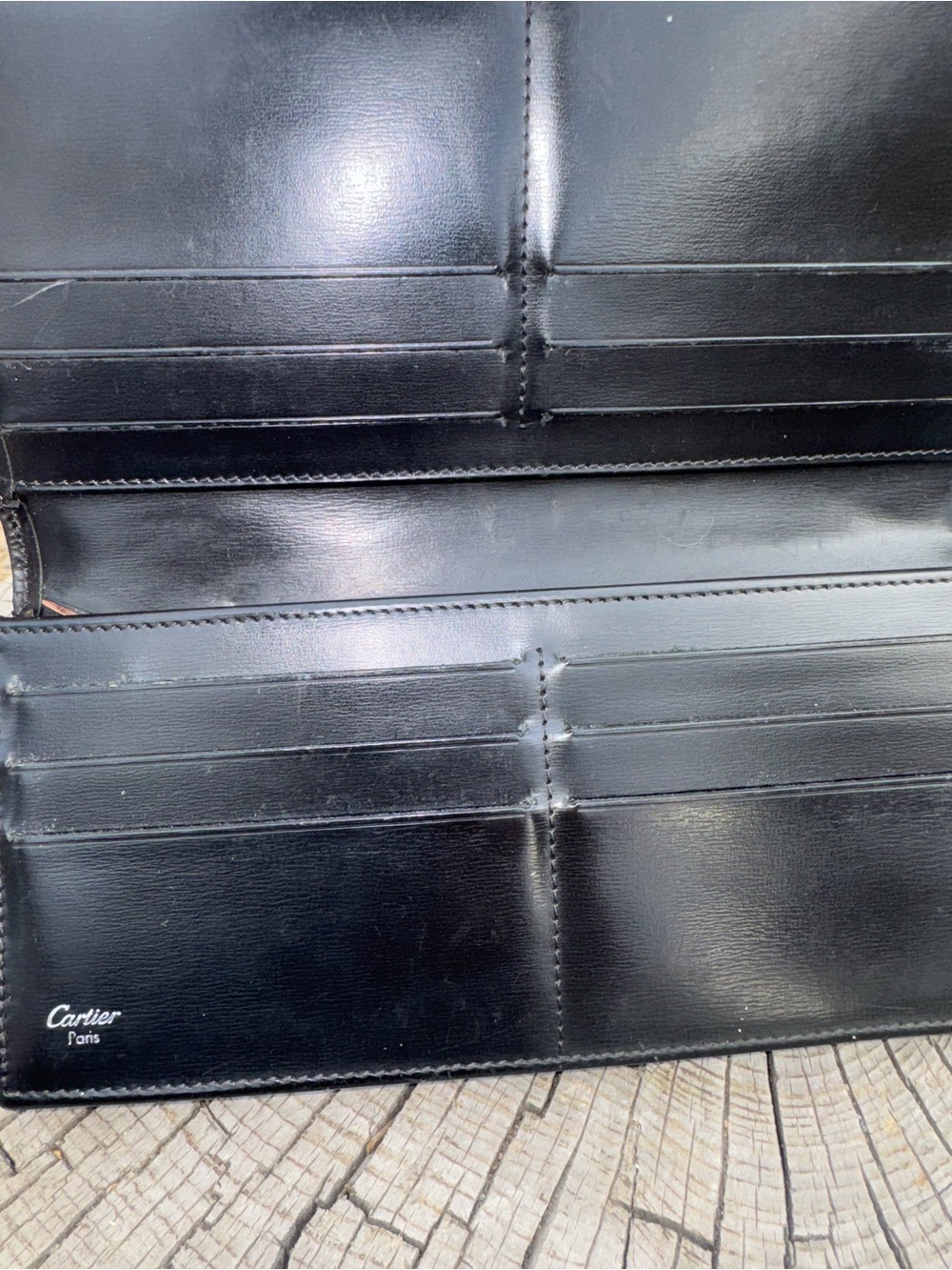 Cartier his and hers black leather wallet set of 2 (resellers bundle) - Picture 5 of 10